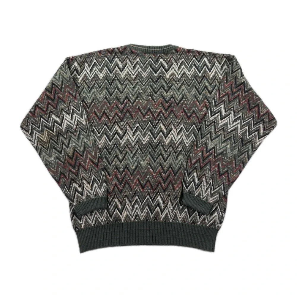 Vintage  Saks Fifth Avenue Sweater‎ 90s Mens Medium Chevron Geometric Tricots